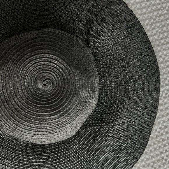 Black Floppy Straw Hat With Flowers At Crown Merona New With Tags Summer Beach - Picture 4 of 8